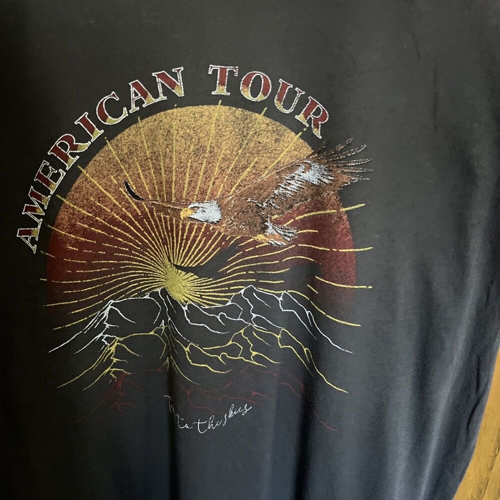 Project Social T Gray Graphic T-shirt Size S Juniors Eagle America Tour